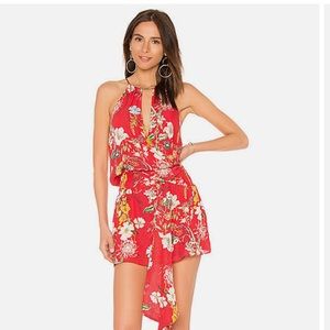 Parker Larissa Sleeveless Floral Print Silk Halter Mini Dress